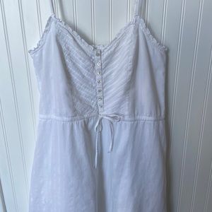 H&M White Strapless Button-Front Sundress with Waist Tie